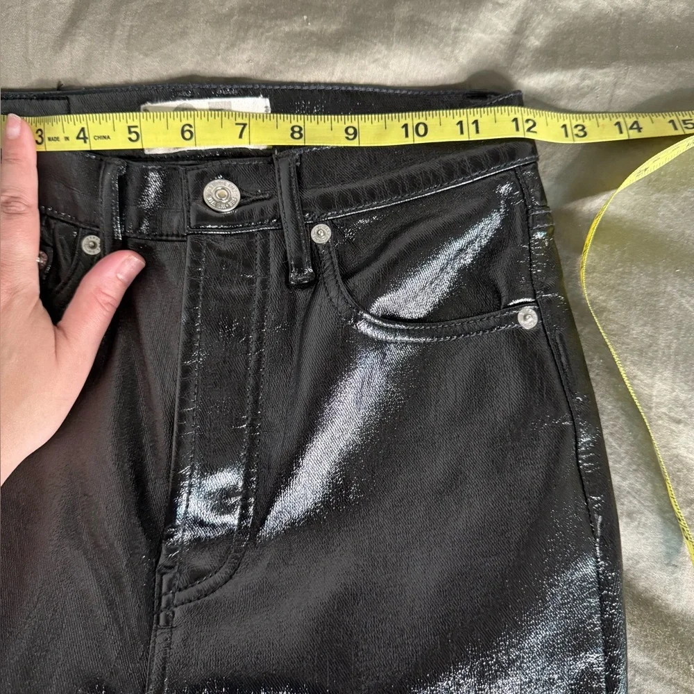 We The Free Black Patent Skinny Pants Size 25 High Rise Slim Skinny Button Fly - Picture 5 of 10